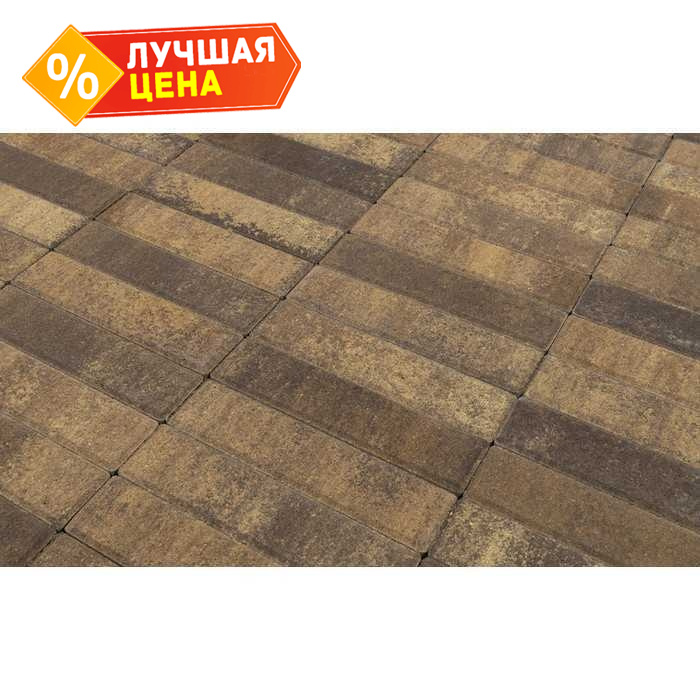 Плитка тротуарная BRAER Паркет Color Mix Каштан, 200х50х60 мм