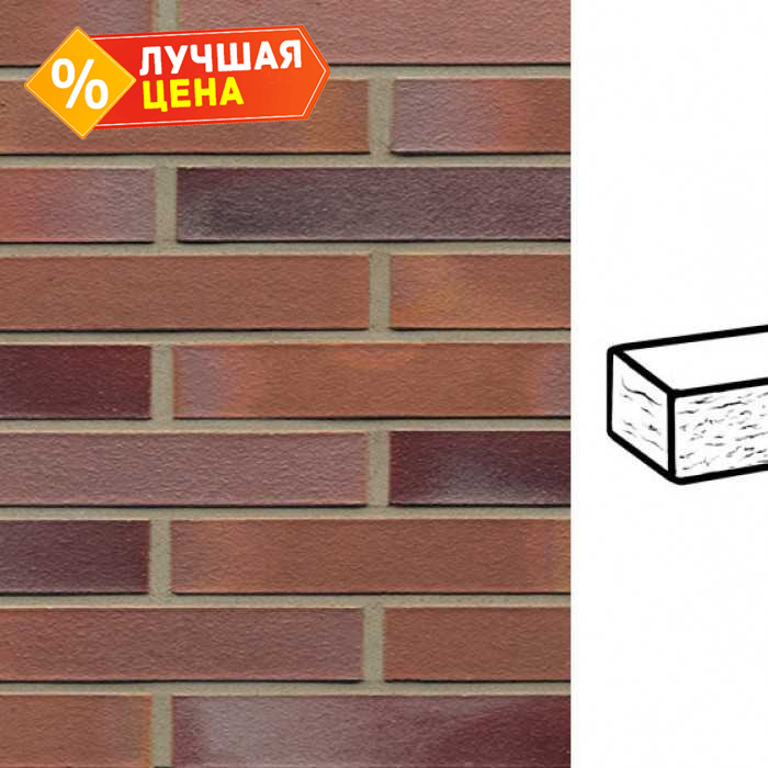 Кирпич клинкерный Muhr 14 Rotblau-bunt рустик, 290х90х52 мм