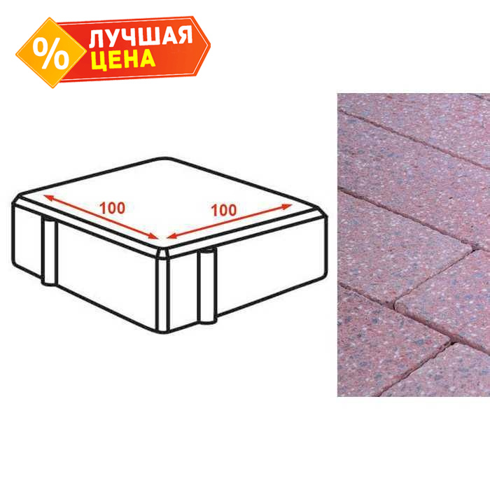 Плита тротуарная Готика Granite FINERRO, квадрат, Ладожский 100х100х80 мм