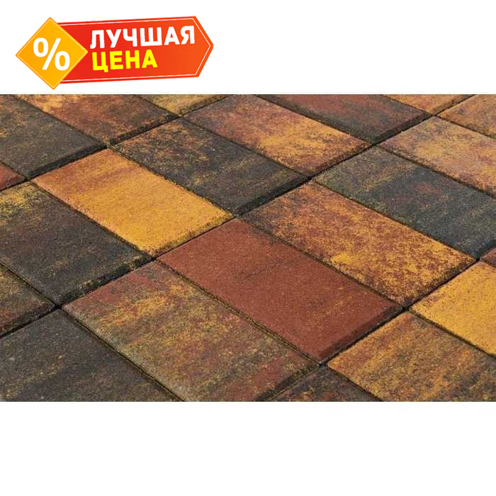 Плитка тротуарная BRAER Прямоугольник Color Mix Мальва, 200х100х60 мм