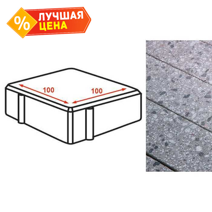 Плита тротуарная Готика Granite FINERRO, квадрат, Галенит 100х100х80 мм