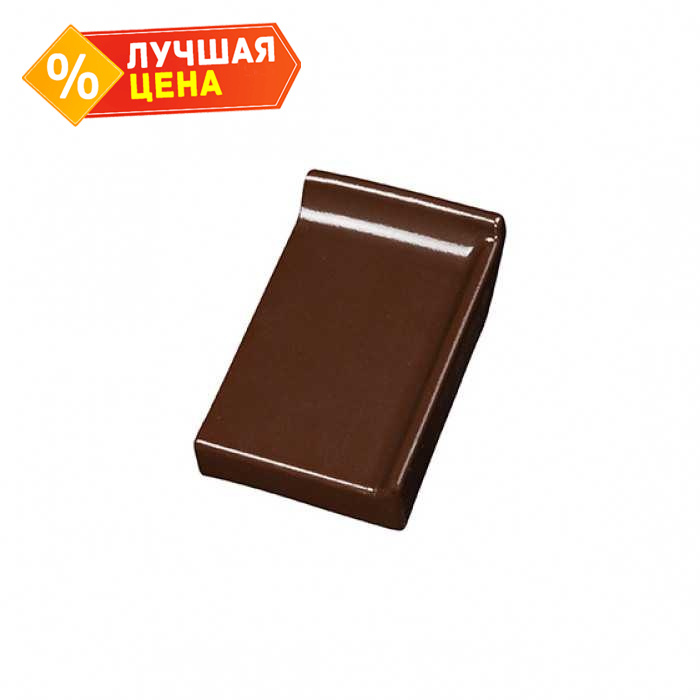 Клинкерный завершающий водоотлив с бортиком правый Terca Dark brown глазурованный, 160х105х30 мм