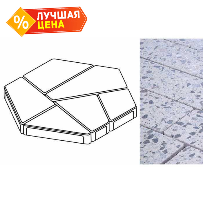 Плита тротуарная Готика Granite FINERRO, полигональ, Грис Парга, 893х780х80 мм