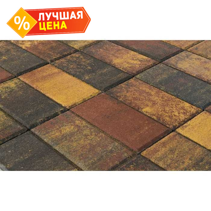 Плитка тротуарная BRAER Прямоугольник Color Mix Мальва, 200х100х40 мм