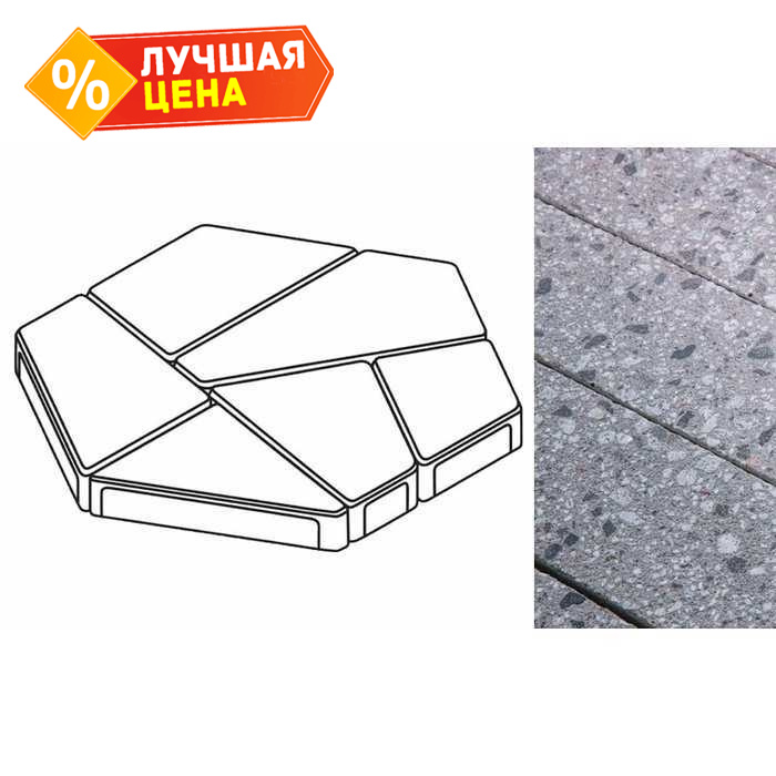 Плита тротуарная Готика Granite FINERRO, полигональ, Галенит, 893х780х80 мм