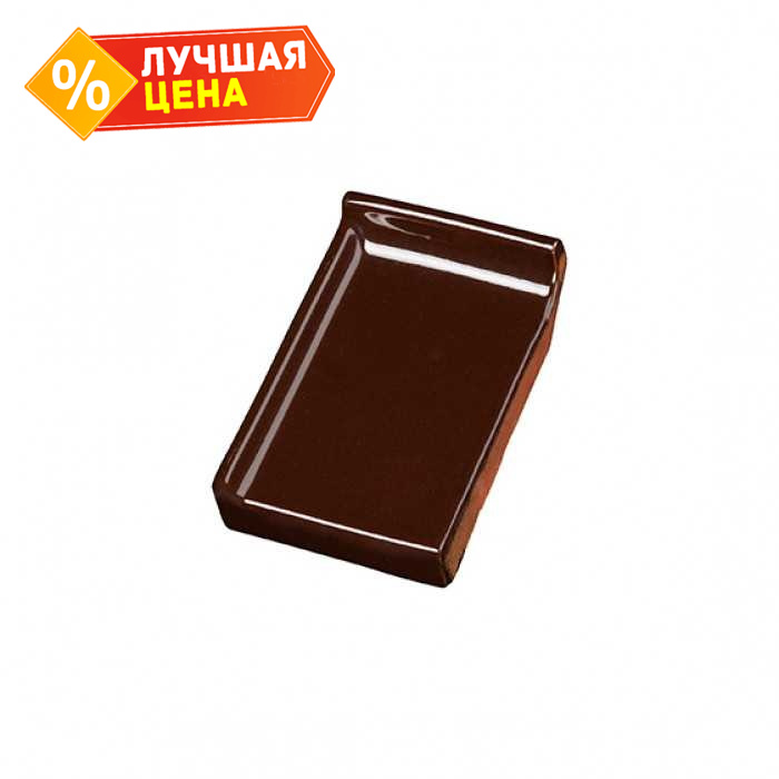 Клинкерный завершающий водоотлив с бортиком левый Terca Dark brown shine, 160х105х30 мм