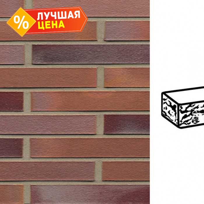 Кирпич клинкерный Muhr 14 Rotblau-bunt готик, 290х90х40 мм