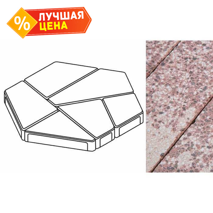 Плита тротуарная Готика Granite FINERRO, полигональ, Сансет, 893х780х80 мм