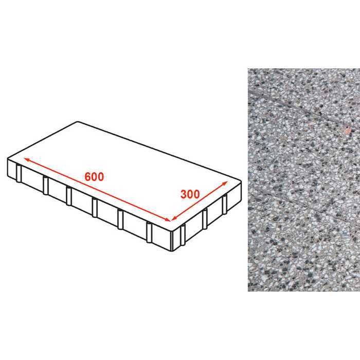 Плита тротуарная без фаски Готика Granite FINERRO Save, Белла Уайт 600х300х60 мм