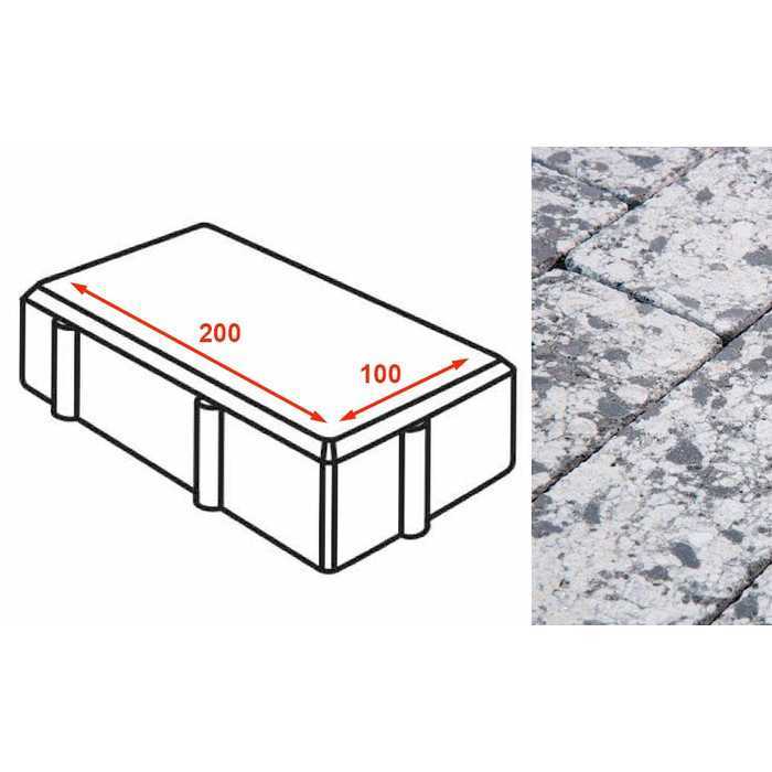 Плитка тротуарная Готика Granite FINERRO, брусчатка, Диорит 200х100х80 мм