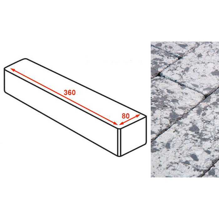 Плитка тротуарная Готика Granite FINERRO, ригель, Диорит 360х80х80 мм