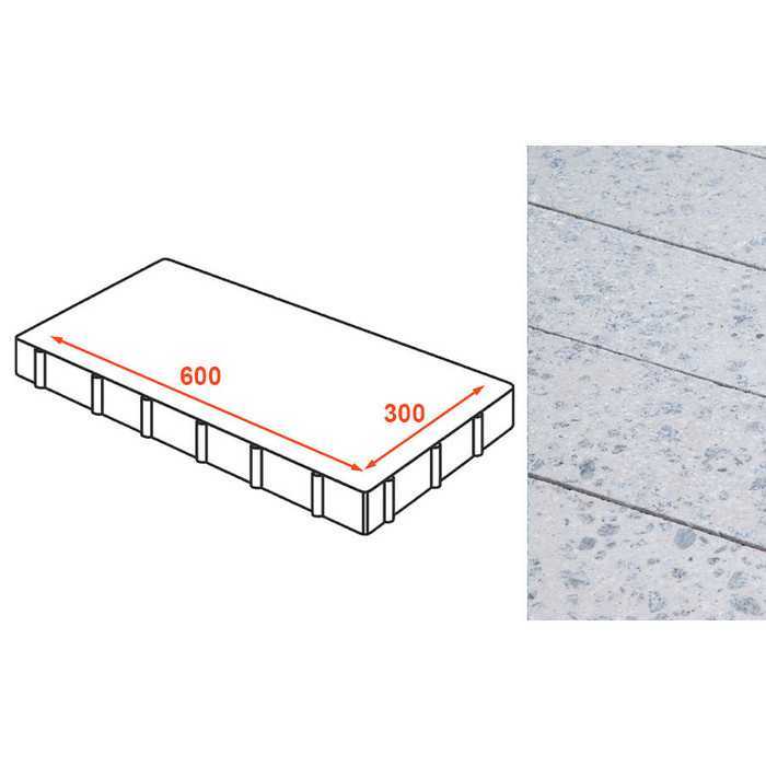 Плита тротуарная Готика Granite FINO, Мансуровский 600х300х80 мм