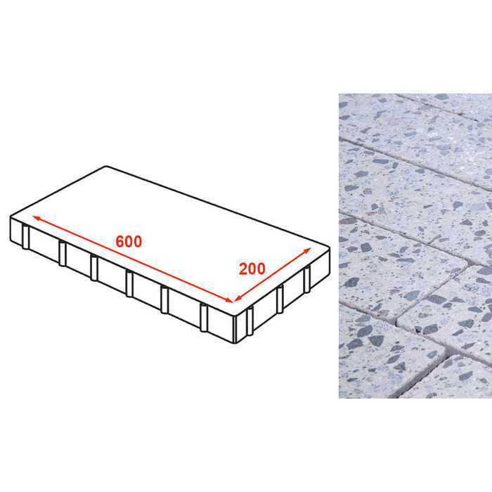 Плита тротуарная Готика Granite FINERRO, Грис Парга 600х200х80 мм